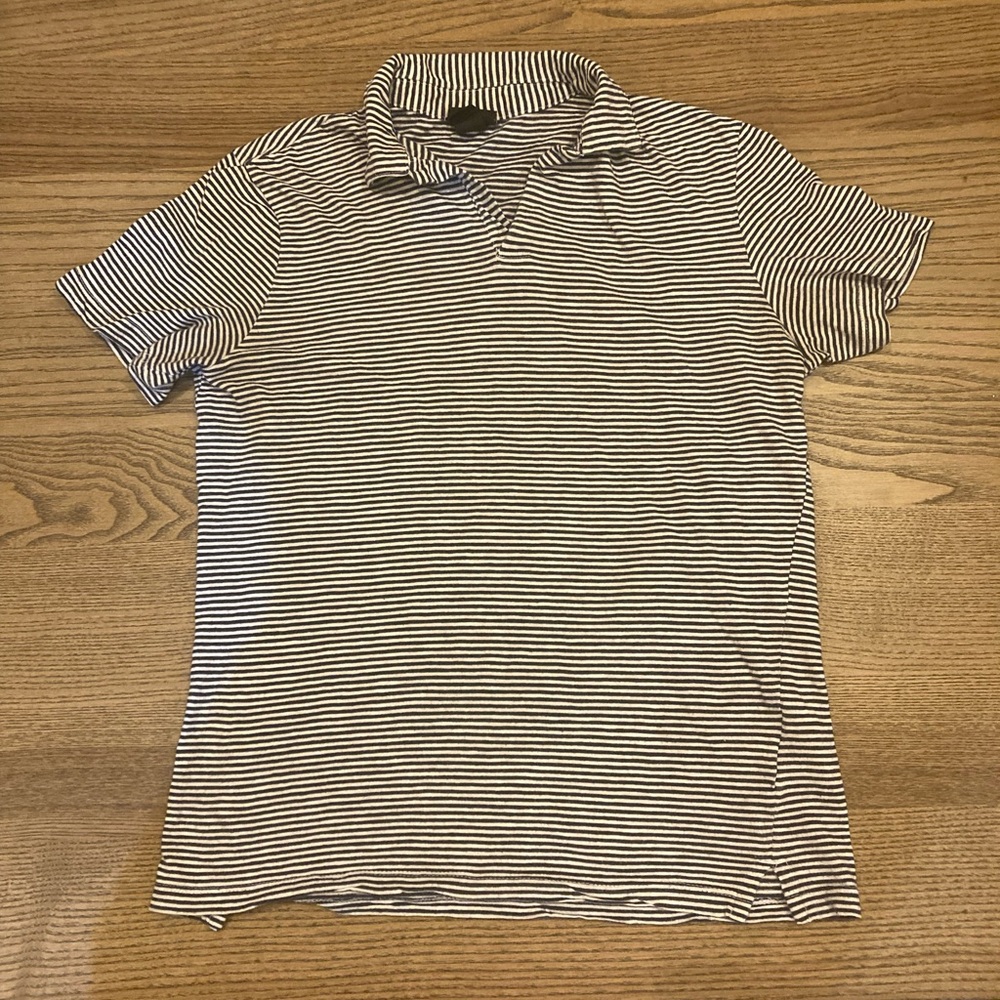 H&M Black and White Striped Polo Shirt